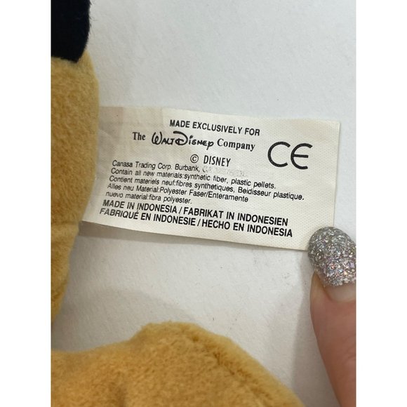 0666A- Disney Pluto Mini Beanbag Plush Toy Vintage 1990s 7” long - Picture 12 of 17